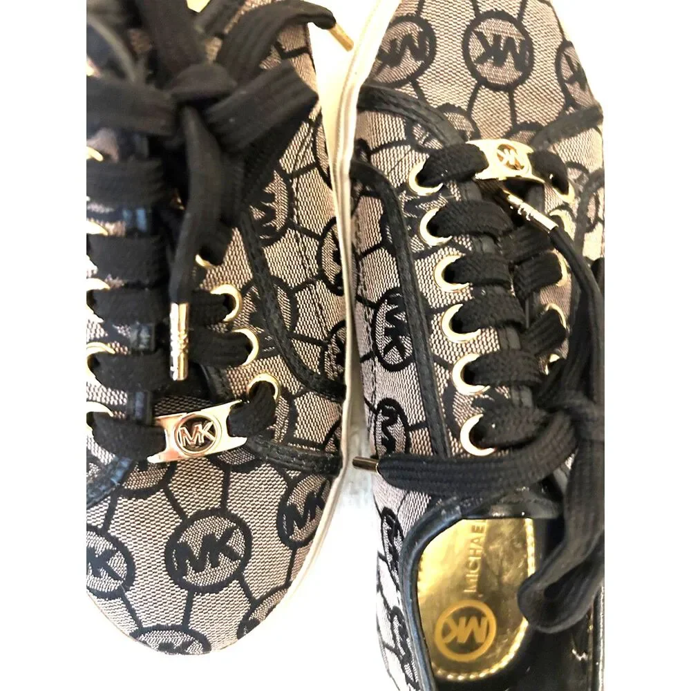 Michael Kors Black Monogram Canvas Sneakers - Size 6.5